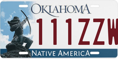 OK license plate 111ZZW