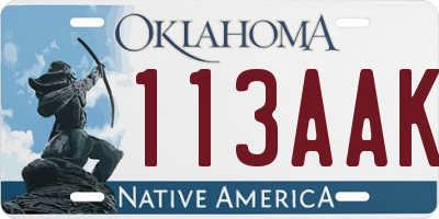 OK license plate 113AAK