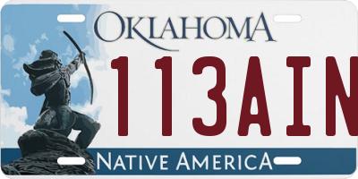 OK license plate 113AIN
