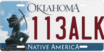 OK license plate 113ALK