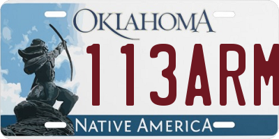 OK license plate 113ARM