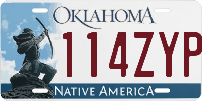 OK license plate 114ZYP