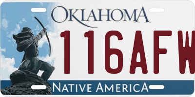 OK license plate 116AFW