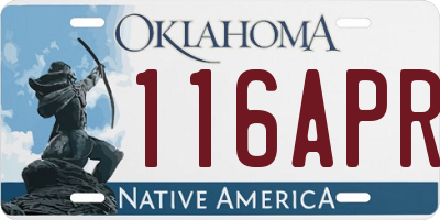 OK license plate 116APR