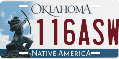 OK license plate 116ASW