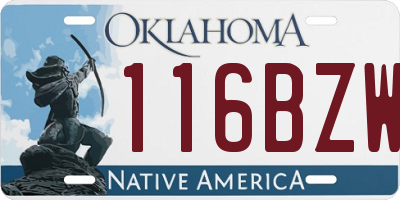 OK license plate 116BZW
