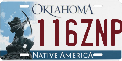 OK license plate 116ZNP