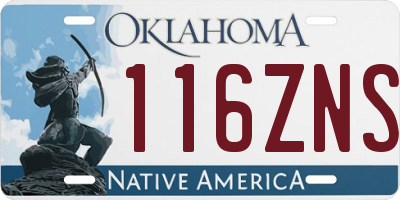 OK license plate 116ZNS