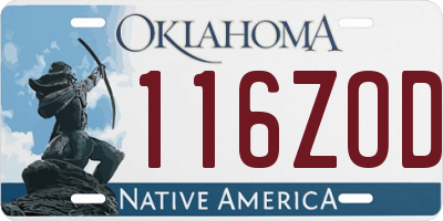 OK license plate 116ZOD