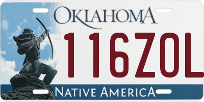 OK license plate 116ZOL