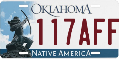 OK license plate 117AFF