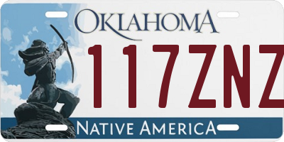 OK license plate 117ZNZ