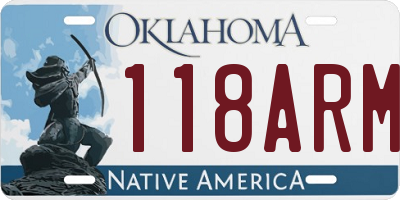OK license plate 118ARM