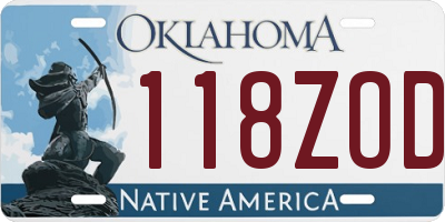 OK license plate 118ZOD