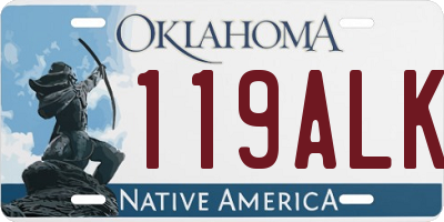 OK license plate 119ALK