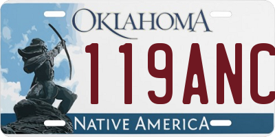 OK license plate 119ANC