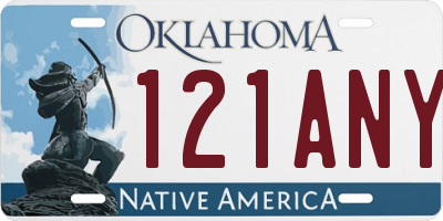 OK license plate 121ANY