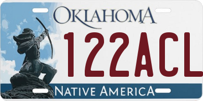 OK license plate 122ACL