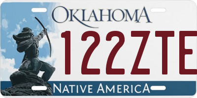OK license plate 122ZTE