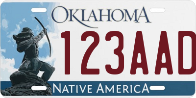 OK license plate 123AAD
