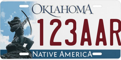 OK license plate 123AAR