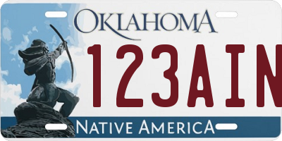 OK license plate 123AIN