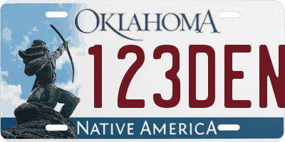 OK license plate 123DEN