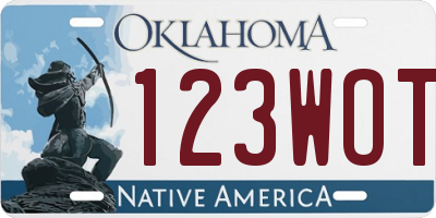 OK license plate 123WOT