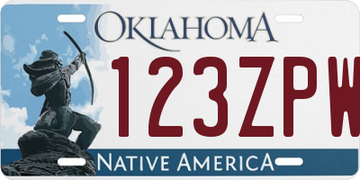 OK license plate 123ZPW
