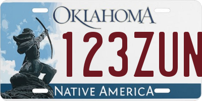 OK license plate 123ZUN