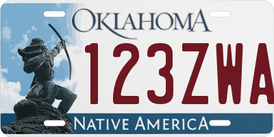 OK license plate 123ZWA