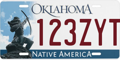 OK license plate 123ZYT