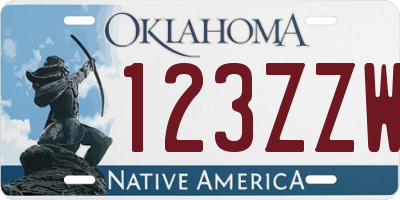 OK license plate 123ZZW