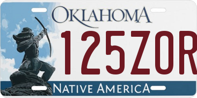OK license plate 125ZOR