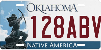 OK license plate 128ABV