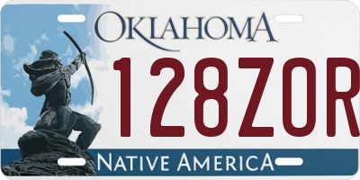 OK license plate 128ZOR