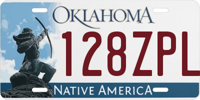 OK license plate 128ZPL
