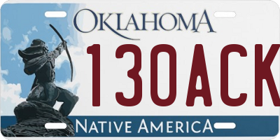 OK license plate 130ACK