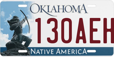 OK license plate 130AEH