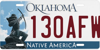 OK license plate 130AFW