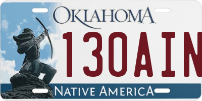 OK license plate 130AIN