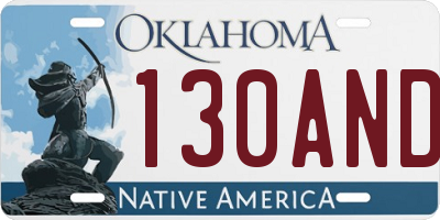 OK license plate 130AND