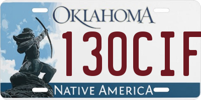 OK license plate 130CIF