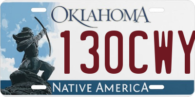 OK license plate 130CWY