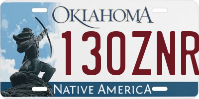 OK license plate 130ZNR