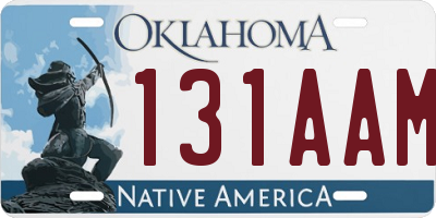 OK license plate 131AAM