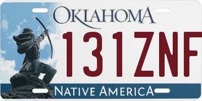 OK license plate 131ZNF