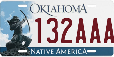 OK license plate 132AAA