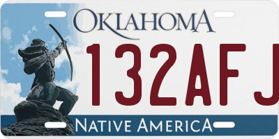 OK license plate 132AFJ
