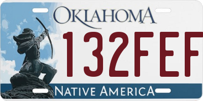 OK license plate 132FEF